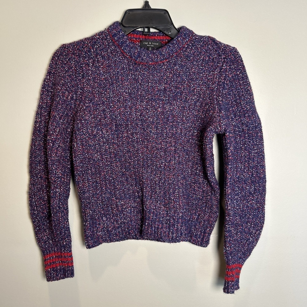 Rag & Bone purple mock neck Confetti Knit Sweater Cropped Size Small